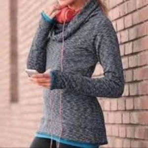 Athleta Space Dye Tranquility Cowl Neck Pullover Top Y2K